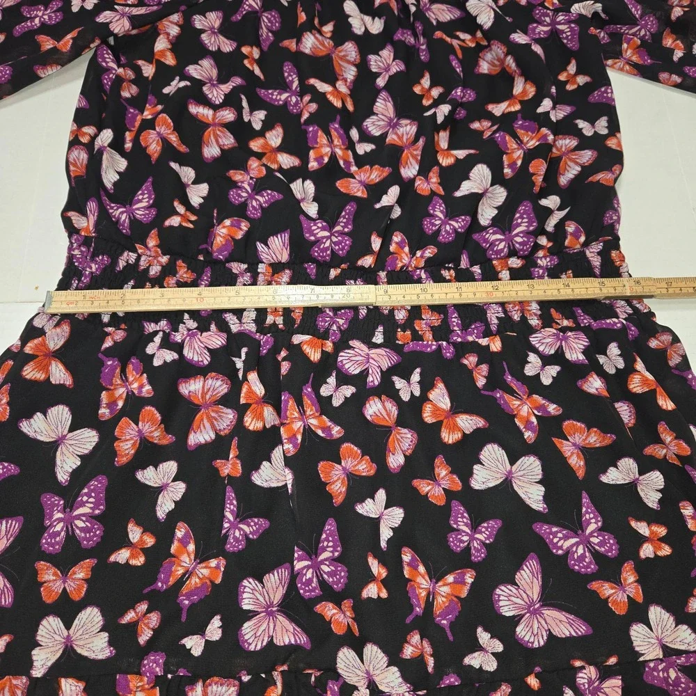Sugar & Jade Butterfly Mini Dress Girls XL Black Purple‎ Casual Colorful Spring
